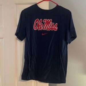 Nike Navy Tee with Red and White Ole Miss Script